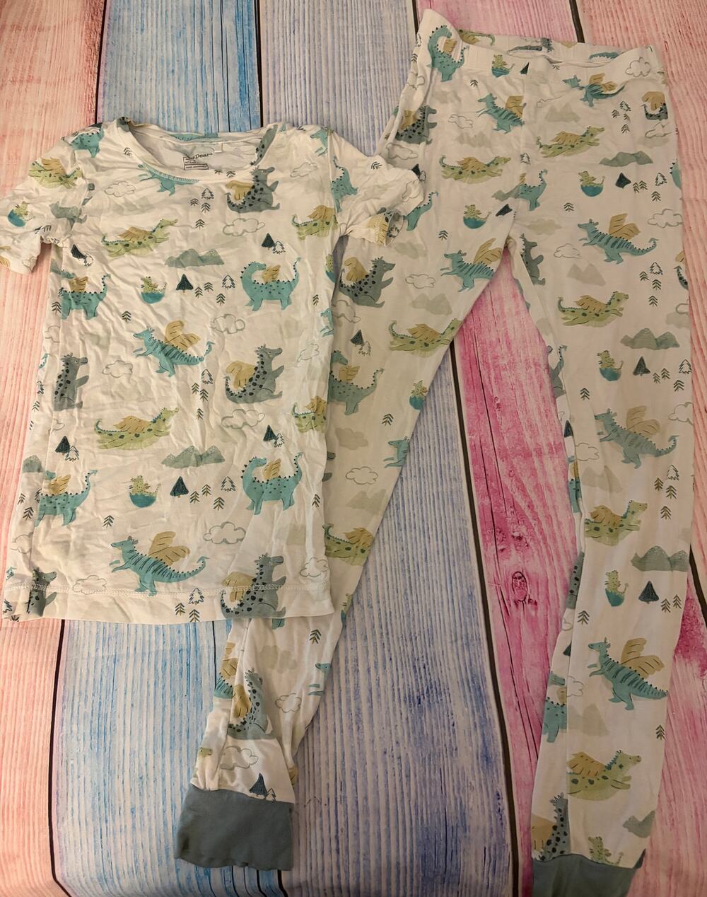 Angel Dear Size 8 Dragon Bamboo Pajama Set Short Sleeve Top & Pants VGUC